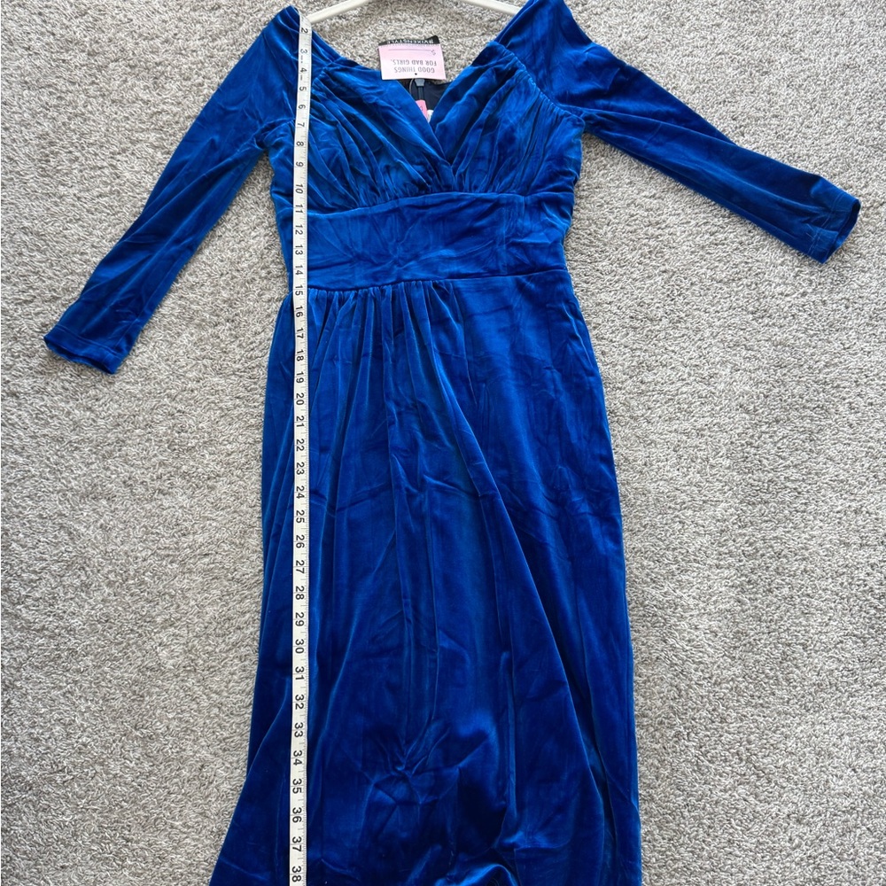 Vixen by Micheline Pitt - Starlet Wiggle Dress in Blue Velvet - size M - BNWT